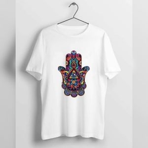 CUSTOM TEES Colorful Hamsa hand with Evil Eye